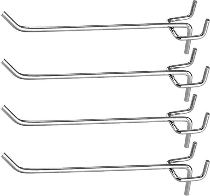 50 Pcs Pegboard Hooks 6 Inch, Heavy Duty Peg Hooks, Metal Shelving Hooks fits 14 and 18" Pegboard Garage Storage Organizer