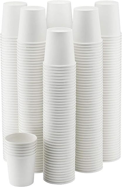 NYHI 300 Pack 8 oz White Paper Disposable Coffee Cups Hot Cold Beverage Drinking Cup for Water Juice Espresso Tea Ideal for Water Coolers Party