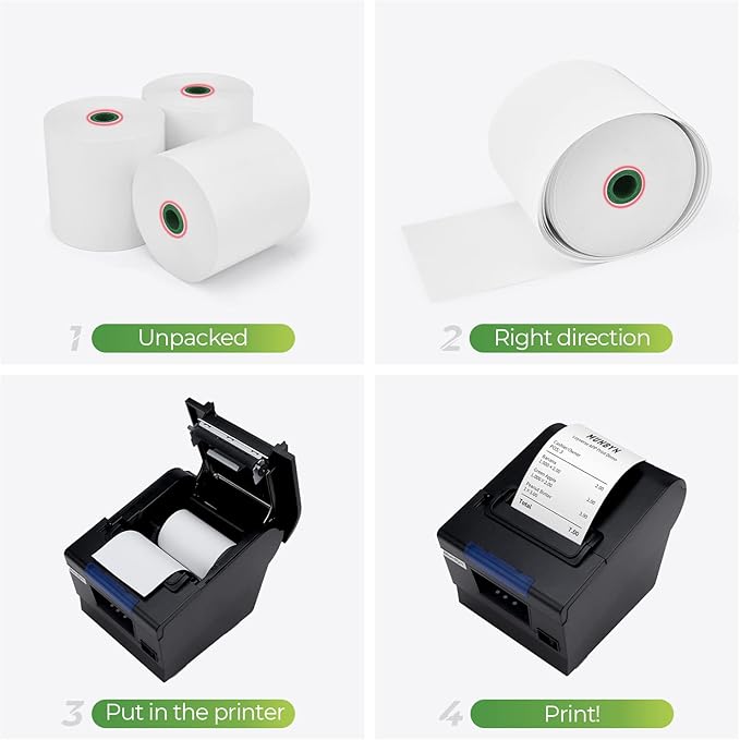 MUNBYN Thermal Paper 3 1/8 x 230ft, 10 Rolls Receipt Paper Work for Star Micronics TSP100 TSP143 Epson 80mm Receipt Printer Square POS Register, 80mm Thermal Receipt Paper, BPA Free, Plus Version