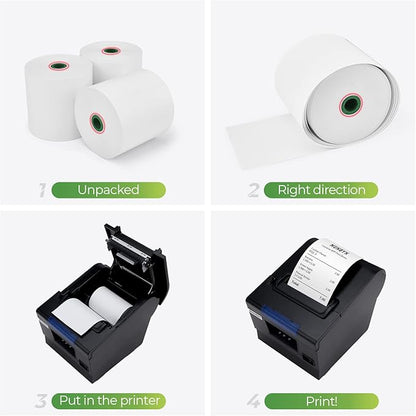 MUNBYN Thermal Paper 3 1/8 x 230ft, 10 Rolls Receipt Paper Work for Star Micronics TSP100 TSP143 Epson 80mm Receipt Printer Square POS Register, 80mm Thermal Receipt Paper, BPA Free, Plus Version
