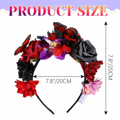 DRESBE Boho Light Up Flower Headband LED Butterfly Floral Headbands Glow Hawaii Beach Party Hair Accessories for Women (Multicolor C)-1 pack