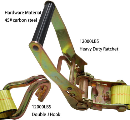Ratchet Straps Heavy Duty (3PK) 2" x 30' x 10000 lbs J Hook Tie Down Strap Ratcheting for Truck, ATV, UTV and Trailer