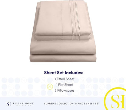1800 Thread Count Sheet Set Ai Soft Egyptian Quality Brushed Microfiber Sheets Ai Luxury Bedding Set with Flat Sheet, Fitted Sheet, 2 Pillow Cases, Queen