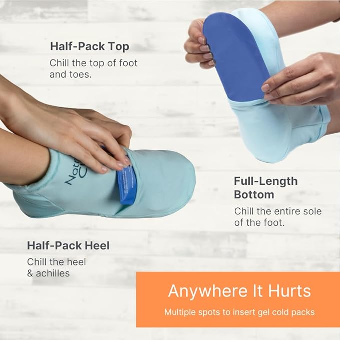NatraCure Replacement Gel Packs for Cold Therapy Socks - (4-Piece Set) Extra Gel Ice Packs Reusable, Compresses for Injuries, Flexible Ice Packs Reusable, Small Ice Packs, Thin Ice Packs - GP23-24