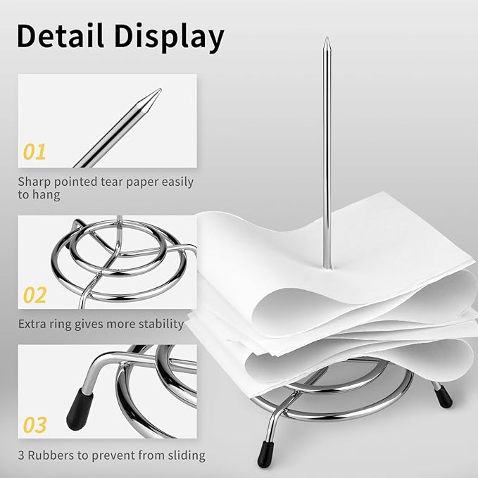 Ticket Stabber for Restaurant, 3PCS Ticket Receipt Holder Stabber Check Spindle Stick Orders Spike for Businesses Kitchen Office, Bill Fork, Memo Holder Spike