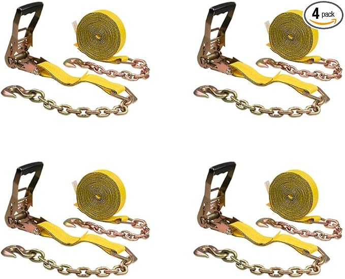 Mytee Products (4 Pack 2 in. x 30 ft. Ratchet Strap with Chain Anchor WLL3,400 lbs