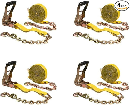 Mytee Products (4 Pack 2 in. x 30 ft. Ratchet Strap with Chain Anchor WLL3,400 lbs