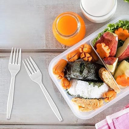 Premium Disposable Clear Plastic Forks (50 Count)  Transparent, Durable, and Convenient for Parties, Events, and Everyday Use