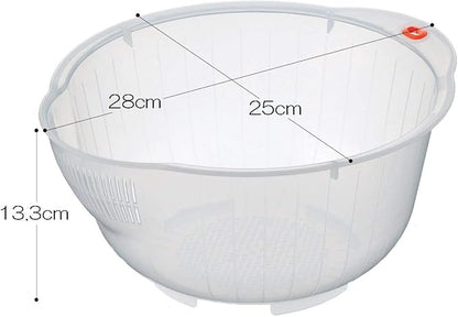 Plastic Japanese Rice Washing Bowl with Side and Bottom Drainers