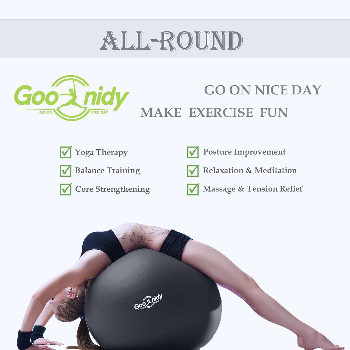 Soft Exercise Ball, Anti-Burst Pilates Yoga Ball Chair Supports 2200lb, Workout Equipment for Women Pregnancy, Medicine, Birthing, Physical Therapy, Stability, Excersing, Birth, Swiss, Fitness