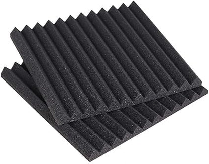 24 Pack Acoustic Panels Studio Foam Wedges 1" X 12" X 12"Sound-proofing,Sound Absorption (Black)