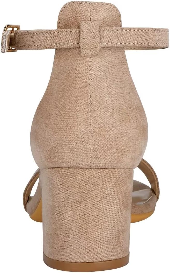 Women's Strappy Chunky Block Low Heeled Sandals 2 Inch Open Toe Ankle Strap High Heel Dress Sandals Daily Work Party Shoes
