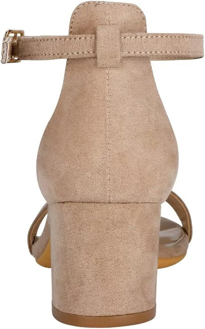 Women's Strappy Chunky Block Low Heeled Sandals 2 Inch Open Toe Ankle Strap High Heel Dress Sandals Daily Work Party Shoes