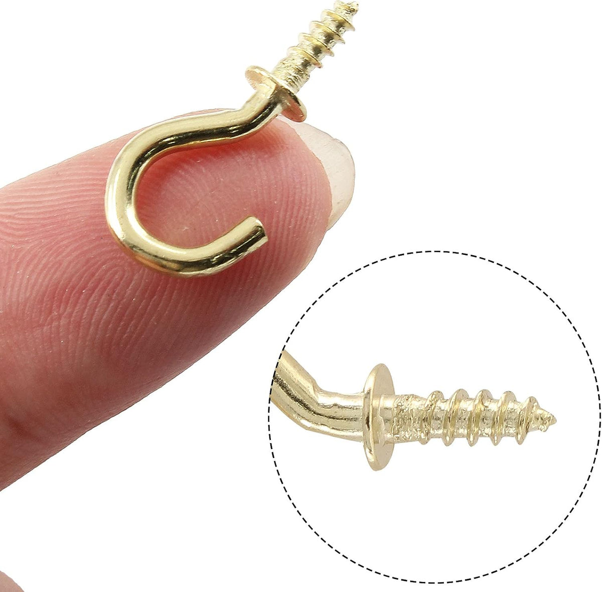 Murtenze 100Pieces 1/2inch Mini Cup Hooks Ceiling Hooks, Brass Screw-in Hooks for Hanging Plants, Mugs, Utensils, Indoor, Outdoor (Gold)