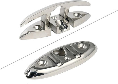 ISURE MARINE Boat Folding Cleat 6" Flip-up Heavy Dock Cleat Marine Grade 316 Stainless Steel