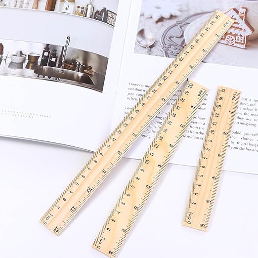 15/20/30cm Wooden Straight Rulers Measuring Drafting Rulers, Inches Centimeter Metric Straight Rulers Home Office Supplies(30cm)