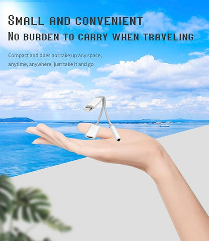 Iphone AUX Adapter for Headphone Jack Cable Dongle 2in1 Lightning to 3.5mm Splitter Charge Cord MFI Certified Audio Charging Adaptador Para for 13 12 11 Pro Max Mini X 8 7 Plus Ipad Music Earbud
