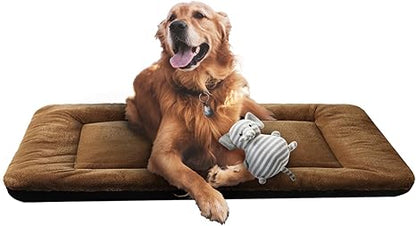 Dog Beds Crate Pad for Large Dogs Fit Metal Dog Crates,Ultra Soft Dog Crate Bed Washable  Anti-Slip Kennel Pad for Dogs Cozy Sleeping Mat,Brown 42inch
