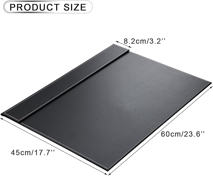 Ultra-Smooth PU Leather Desk Pad & Mat Office Desk Drawing & Writing Board A3/ A4 File Paper Clip Table Protector Mat on Top Large 24''x18'' (Black) (Item has minor cosmetic scratches)