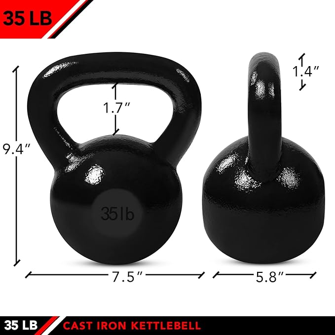 JFIT Kettlebell Weights Cast Iron -5-60lbs Weight Options - Ballistic Exercise, Core Strength, Functional Fitness, Weight Training Set - Free Weight, Equipment Accessories