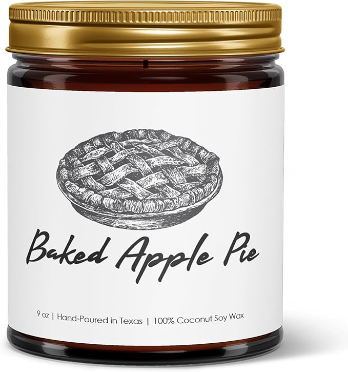 Fall Candle | 100% Natural Coconut Soy Wax | 9oz | Baked Apple Pie