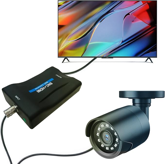 Coax to Hdmi Adapter,BNC to HDMI Converter,CVBS PAL/NTSC BNC to HDMI,720P/1080P Video Adapter HDCP Hook Security Camera CCTV DVRs Surveillance CVR to HDTV,Monitor and Projectors