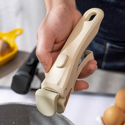 Universal Removable Pot Handle, Replacement Pan Gripper, Sturdy Ergonomic Replacement Handle for Cookware Travel Convenient Casserole Handles Beige 2