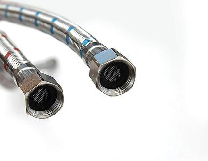 BWE 24-Inch Long Faucet Connector Braided Stainless Steel Supply Hose 38-Inch Female Compression Thread x M10 Male Connector, x 2 Pcs (1 Pair)
