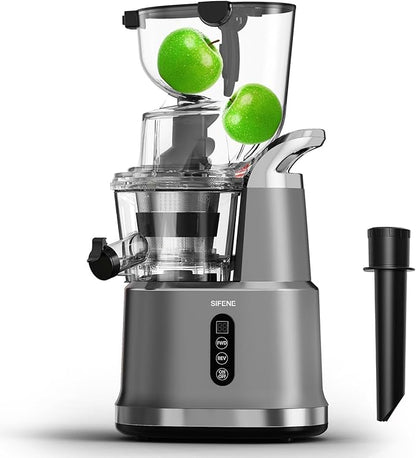 Cold Press Juicer Machine, SiFENE Slow Masticating Juicer, 83mm Wide Chute for Whole Fruits  Vegetables, Easy to Clean, High Yield, Non BPA, Gray