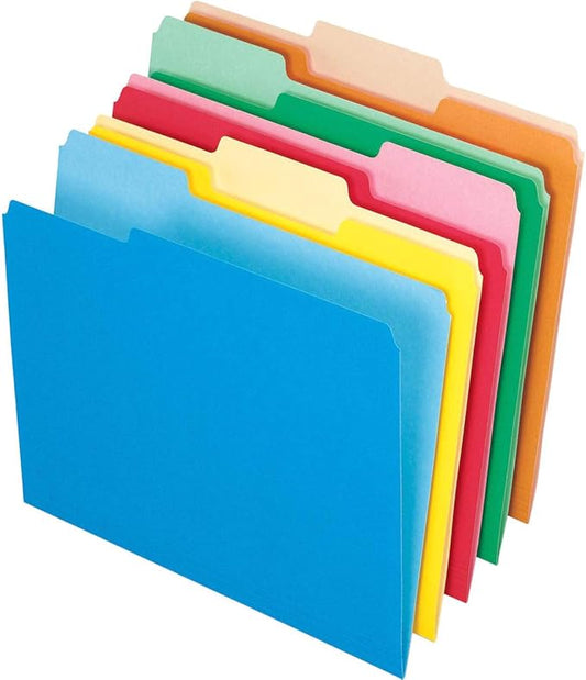 Pendaflex Two-Tone Color File Folders, Letter Size, Assorted Colors, 13 Cut, 100 per box (152 13 ASST)
