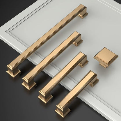 Amerdeco 10 Pack Champagne Bronze Cabinet Pulls - 5 Inch(128mm) Hole Center Cabinet Hardware for Kitchen, Bathroom, Dresser Pulls ZH0001