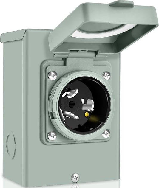 PAULINN 50 Amp Generator Power Inlet Box NEMA 3R Power Inlet Box125250 Volt, 12500W, PB50, SS2-50P, Generator Plug for Outdoor Receptacle, Generator Outlet Weatherproof, ETL Listed