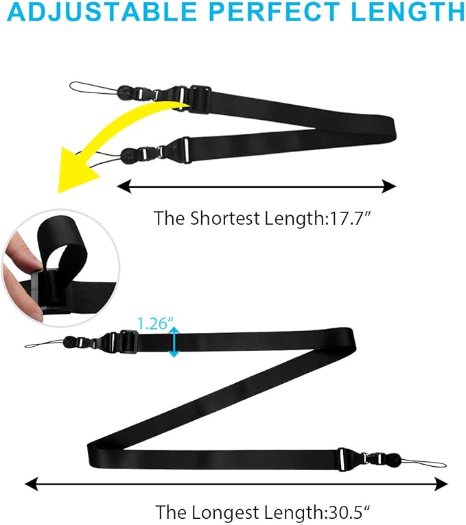 SUPFIVES Adjustable Shoulder Strap Multifunctional Neck Strap Replacement for iPad Case Tablet Case Shoulder Messenger Bags Luggage Nylon Black 35.4-61