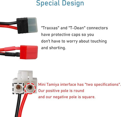 RC Lipo Battery Charger Adapter Connector Splitter Wire 8 in 1 Octopus Convert Cable to 4.0mm Banana Plug Lead Cable for TRX, T-Plug, Futaba, Tamiya Mini, XT60, EC3, JST, Tamiya