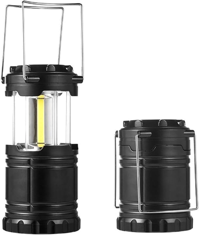 VINGVO Battery Powered Lights, Stainless Steel, Two Lighting Modes, Flashlights, Rechargeable Lamp, Camping Lantern, Emergency Light with Hanging Handle for Hiking, Camping, Fishing