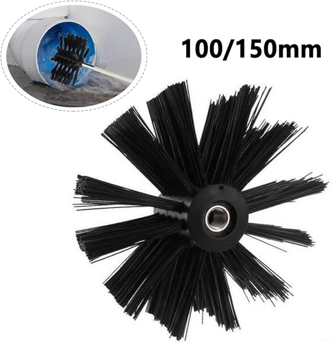 100150mm Chimney Cleaning Brush Dryer Vent Cleaning Brush Lint Remover M8 Thread Bristle Head for Duct Pipe Maintenance Household Tool for Cleaning Dryer Ducts(100mm)