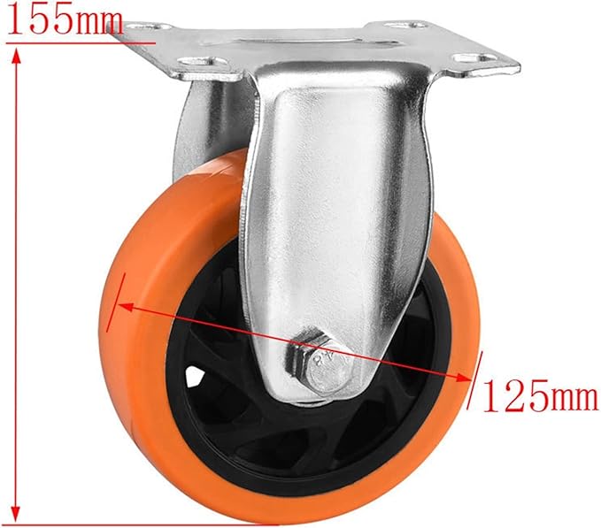 1 pcs PC Caster 5 inch Hollow Pattern Steering Wheel in Orange Double Bearing Casters