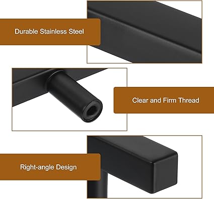 uxcell Kitchen Cabinet Handles, 1Pcs 4" - Stainless Steel Square Cabinet Pulls with Screws, Brushed Drawers Handles for Furniture Wardrobe Door (Black)