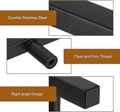 uxcell Kitchen Cabinet Handles, 1Pcs 4" - Stainless Steel Square Cabinet Pulls with Screws, Brushed Drawers Handles for Furniture Wardrobe Door (Black)