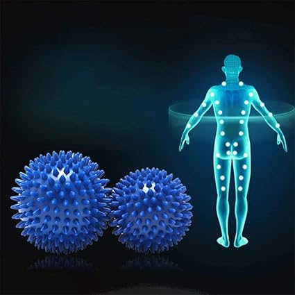 Durable PVC Spiky Massage Ball Deep Tissue Back Massage, Foot Massager, Pain Relief Plantar Fasciitis Reliever Hedgehog 3inch Balls (Black)