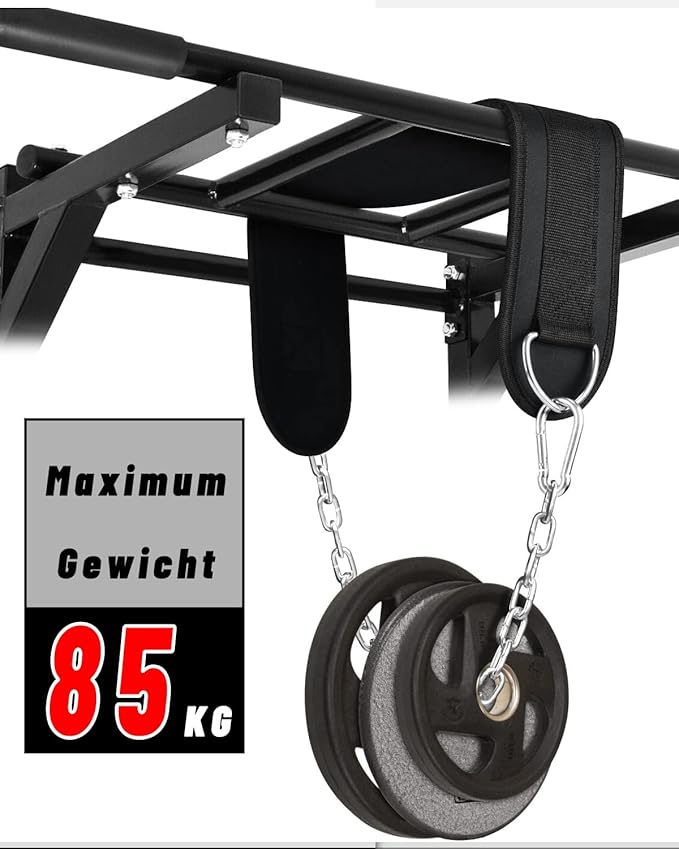 Seektop Dip Belt for Weightlifting - GYM Workout Pull Ups Belt with Chain, Neoprene Waist Dip Belt Crossfit for Weight Lifting, Squat, Training, Fitness, Men  Women (Belt  Chain)