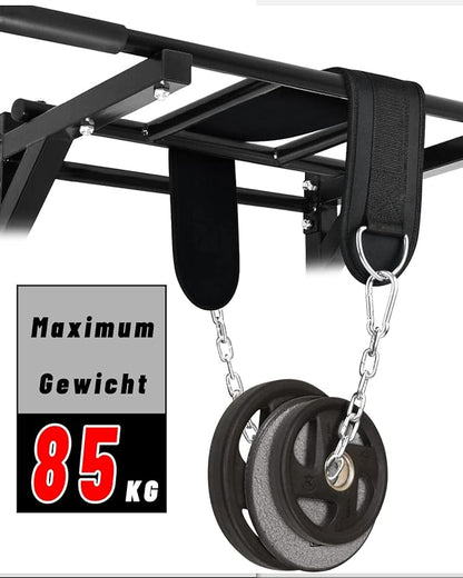 Seektop Dip Belt for Weightlifting - GYM Workout Pull Ups Belt with Chain, Neoprene Waist Dip Belt Crossfit for Weight Lifting, Squat, Training, Fitness, Men  Women (Belt  Chain)
