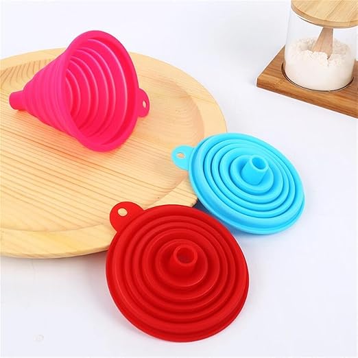 Funnel, Silicone Folding Telescopic Long Neck Funnel Creative Household Liquid Dispensing Mini Funnel Kitchen Tools for Liquid Transfer Funnel(Red)