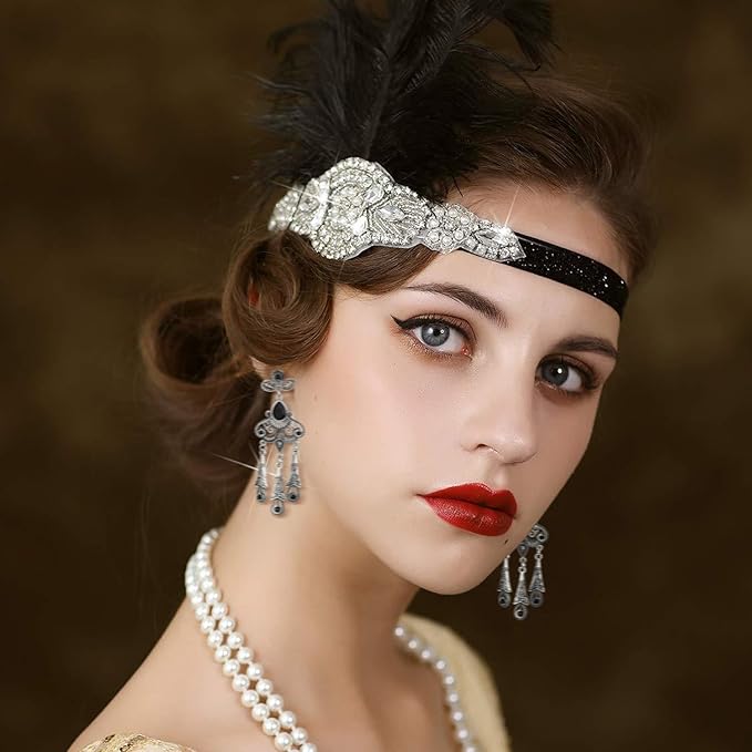 EIELO 1920s Great Gatsby Accessories Set for Women Headpiece Headband Flapper Roaring 20s Costume Accessories