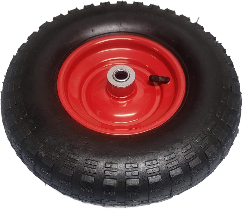 10" Solid Tires, 1 Pack Flat Free 4.10/3.50-4'' Wheels with 5/8” Axle Bore Hole and Double Sealed Bearings (Red)