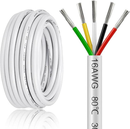50FT 22 Gauge Wire 3 Conductor, 22AWG Electrical Wire, 22/3 Oxygen Free Stranded Tinned Copper Wire, Insulated Low Voltage Cable for LED Lamps Lights Automotive
