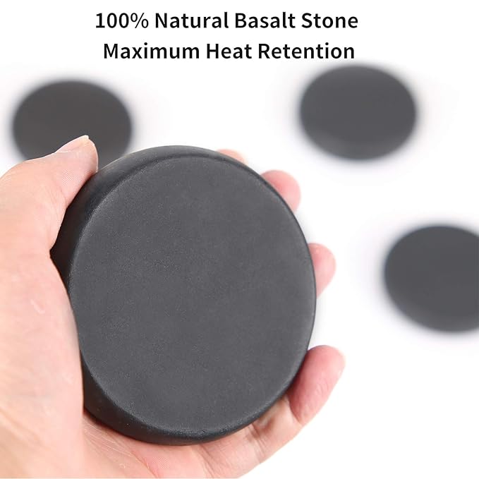 Basalt Massage Stones - 8 Extra Large Basalt Massage Rocks for Hot Rock Massages, 3.15 Inch Round Hot Stones for Massage, Essential Spa Massage Supplies