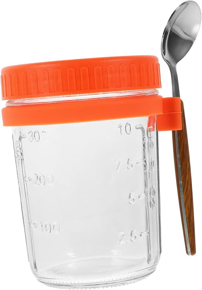 MAGICLULU 400ml Mason Jar Overnight Oats Cup Container with Lid for Oatmeal Smoothies and Salads Practical Snack Prep Cup for Breakfast and Meal Prep