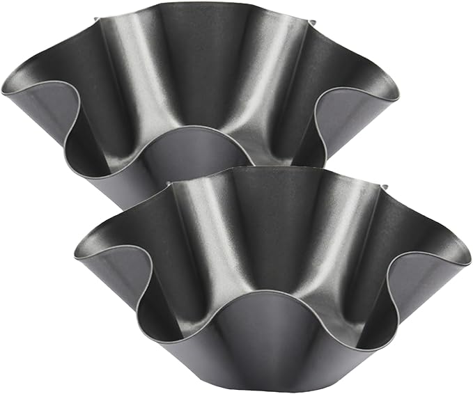 2 Pack 8.5" Nonstick Large Taco Shell Bowl Ai Carbon Steel Tortilla Maker Shell Pans Baking Molds Tostada for Frying Salad Bowls