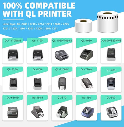 Label Orison Compatible DK-2205 Continuous Length White Paper Labels DK2205 62mm x 30.48m (2-37" x 100) for QL500 QL700 QL800 Label Printers,1 Roll